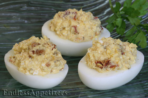 Feta and Sun-Dried Tomato Stuffed Eggs