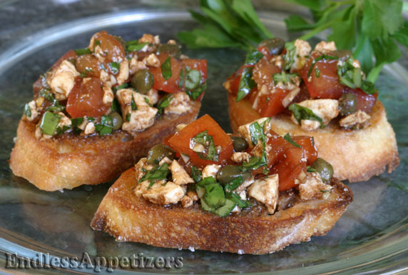 Italian Bruschetta with Feta and Capers