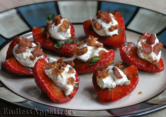 Marinated Strawberries with Cheese and Bacon