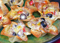 Cheese & Sausage Wonton Flowers